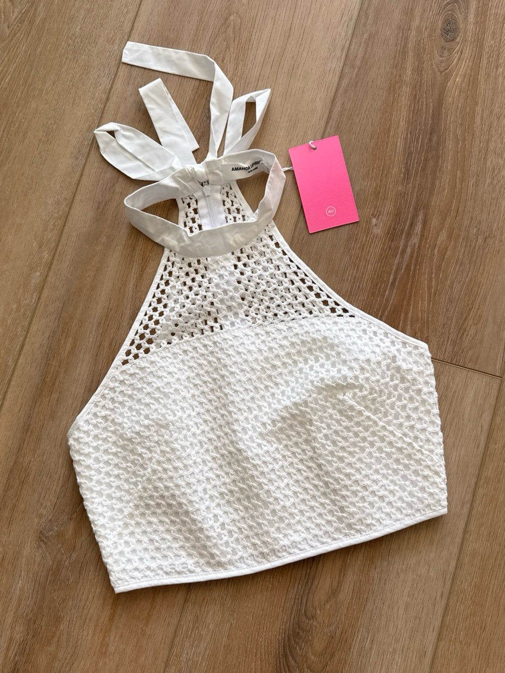 Amanda Uprichard White Halter Crop Top